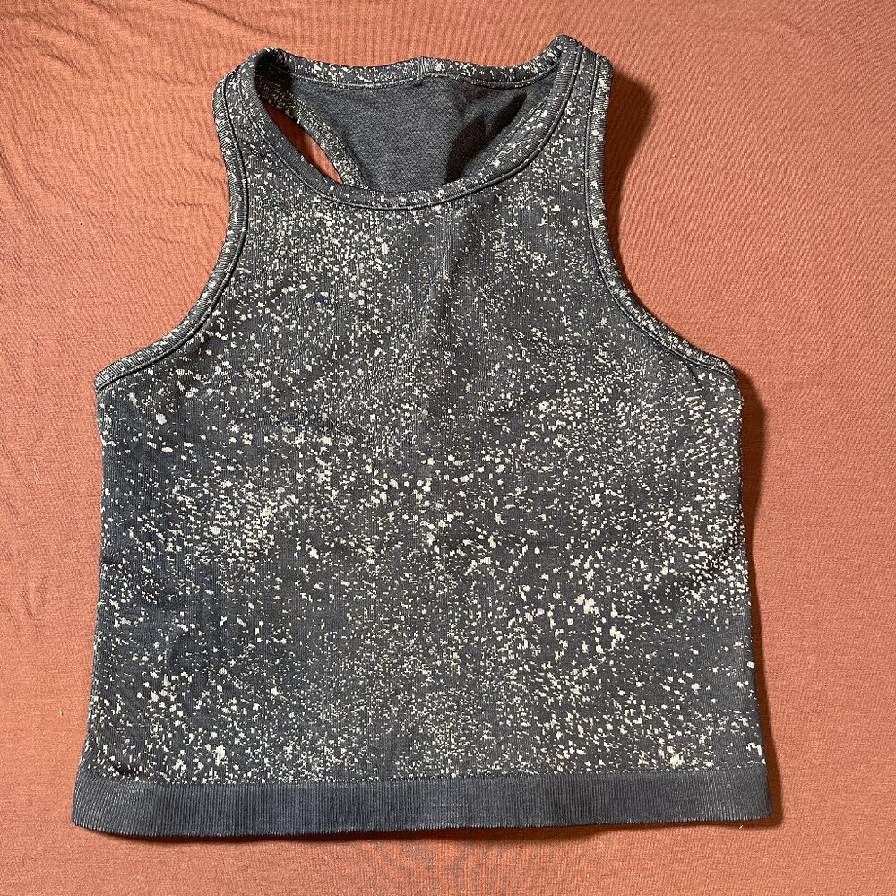 Lululemon Ebb to Street Cropped Racerback Tank Top in Mineral Blue - size 8